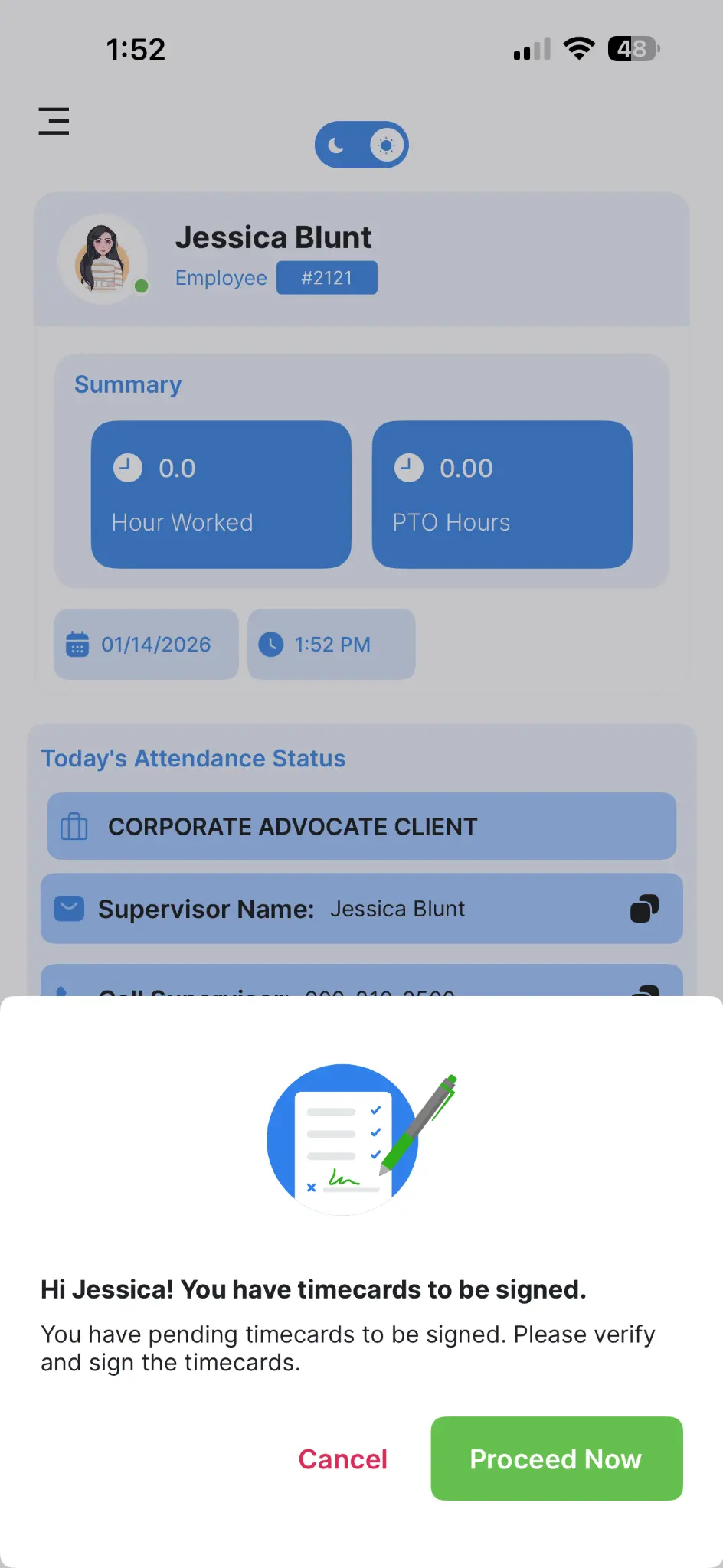 SyncTime Mobile App Digital Signature